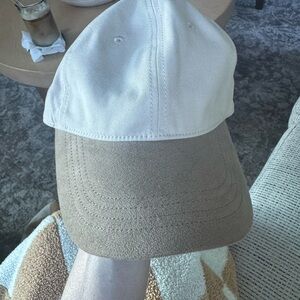 Abercrombie & Fitch White and Brown Suede Baseball Hat